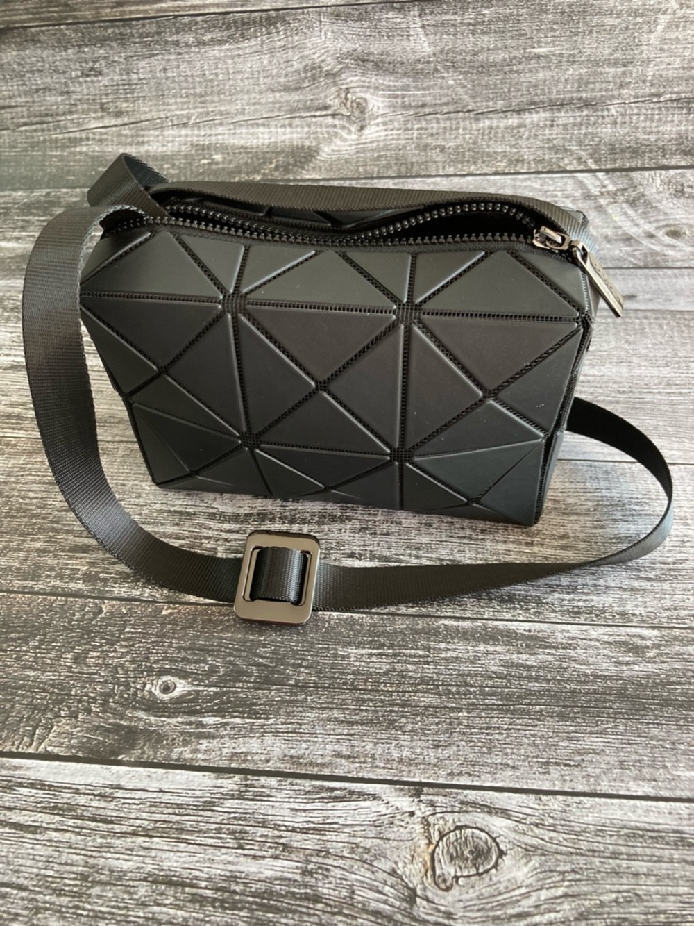 Geometric Panel Crossbody Bag - Black